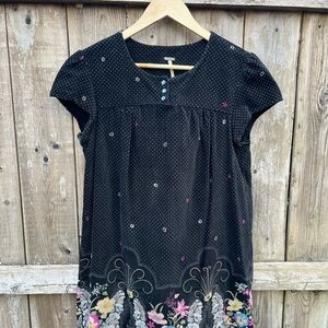 Free people velvet mini dress with floral design size small